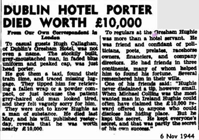 hugh callaghan gresham hotel porter